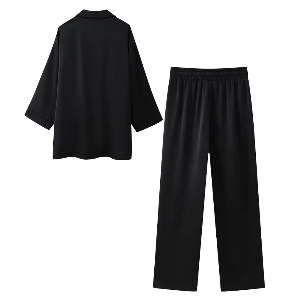 Wrinkle effect suit pants set